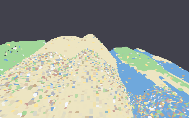 A HoloVoxel chunk rendered as flat, unlit blocks — the naive baseline.